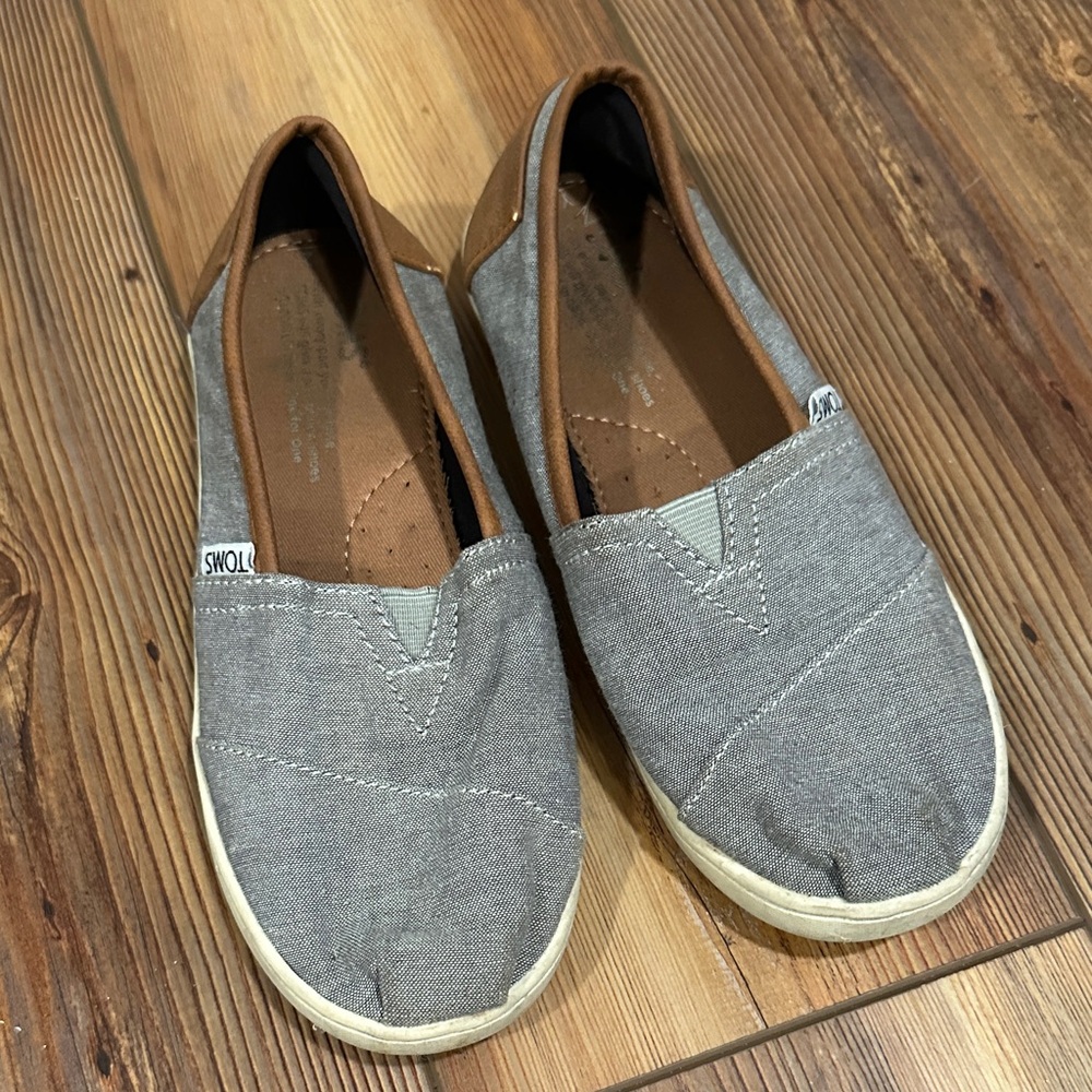 Toms Gray and Brown Slip-On Shoes, youth 2